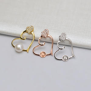 S925 Silver Love Heart Pendant with 6-8 Pearl Women's DIY <b>Jewelry</b> Accessories Empty <b>Tray</b> Semi-Finished Trendy 671 - Product Image 1