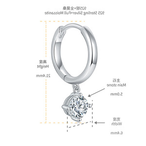 Pendientes de Moissanita Certificada de 0.5ct, Plata, Piedra de Silicio Redonda, Chapados en Oro Blanco, Certificados por GRA - Product Image 5