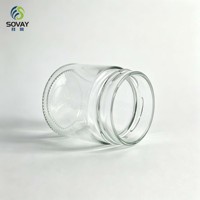 Pot en verre cylindrique lisse à col fileté de 8,3*6,4 cm, 180 ml, récipient multi-usages pour la maison et la vente en gros commerciale