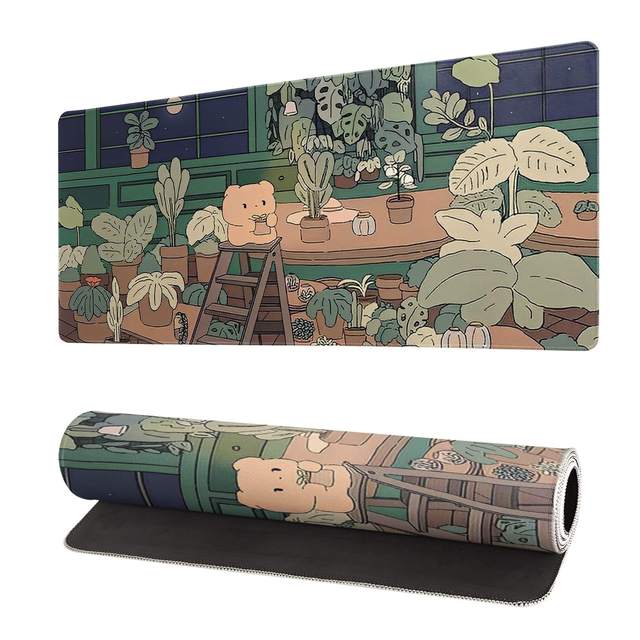 Custom Cartoon Desk Mat Kawaii Bear Gaming Mouse Pad Anime Plant Abstract Desk Protector Keyboard Desk Pad