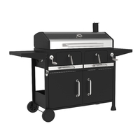 Grande table d'appoint à charbon de bois de haute qualité chariot à gril robuste Barbecue grilles en verre enduit de poudre pour les fêtes en plein air