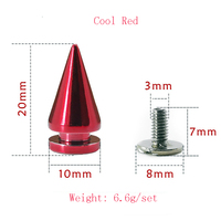 Clous coniques en laiton de haute qualité 10x20mm pour vêtements, style punk, en cuir, pour jeans, rouges/fuchsia/violets