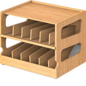 Bamboo Can Organizer Rack 2 Tier Stackable Storage For Canned Food Pet Human <b>Desktop</b> Organization - Product Image 2