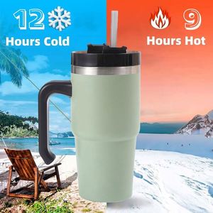 Custom logo 20oz 30oz Business Gifts Travel Sports Mug Thermos Double Wall Insulated Stainless Steel Grippy Tumbler With Handle - Product Image 4