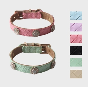 Collier pour animaux de compagnie en cuir PU avec strass, collier pour <span class=keywords><strong>chien</strong></span> et chat, design de bijoux exquis et étincelant, magnifique collier pour animaux de compagnie - Product Image 1