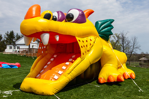 Structure gonflable <span class=keywords><strong>Dragon</strong></span> Blaze : Aire de jeux combinée avec toboggan et cachette, en PVC, installation facile - Product Image 4