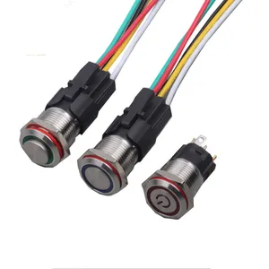 Schalter Metalen Cable Kabel sakelar tombol tekan logam 19mm Grendel sakelar Anti perusakan