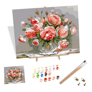 Pintura <span class=keywords><strong>al</strong></span> óleo personalizada moderna nórdica <span class=keywords><strong>flores</strong></span> rosas en un jarrón lienzo pintura <span class=keywords><strong>al</strong></span> óleo impresora decoración del hogar regalo único - Product Image 1