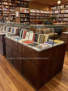 خزانة عرض زجاجية خشبية مخصصة مع إضاءة LED لمتاجر الكتب - Product Image 4