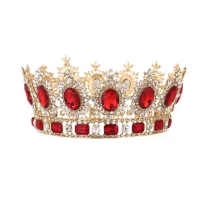 Couronne de reine baroque ornée de bijoux-Couronnes et diadèmes de mariage en strass pour femmes, grands diadèmes de fête costumés - Product Image 6