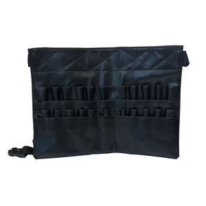 Portable <b>Makeup</b> <b>Brush</b> Fanny Pack Storage <b>Bag</b> Black PU Leather Zipper Closure Waterproof Outdoor Beauty Artist Tool <b>Bag</b> - Product Image 2