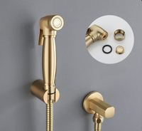 Kit de pulvérisation de bidet portatif en laiton brossé doré de qualité supérieure pour toilettes, salles de bain, hôtels et appartements