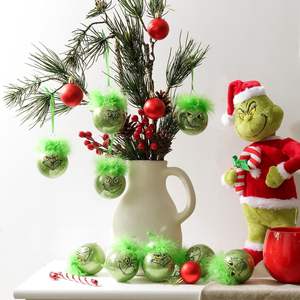<span class=keywords><strong>Boule</strong></span> décorative <span class=keywords><strong>de</strong></span> <span class=keywords><strong>Noël</strong></span> <span class=keywords><strong>Grinch</strong></span> 6 cm en PET, design en fourrure rose vif - Décoration <span class=keywords><strong>de</strong></span> vacances réutilisable, vente en gros d'usine - Product Image 2