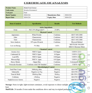 Оптовая продажа, натуральный экстракт Luo Han Guo, подсластитель Mogroside V, пищевой экстракт фруктов монаха, порошок - Product Image 3