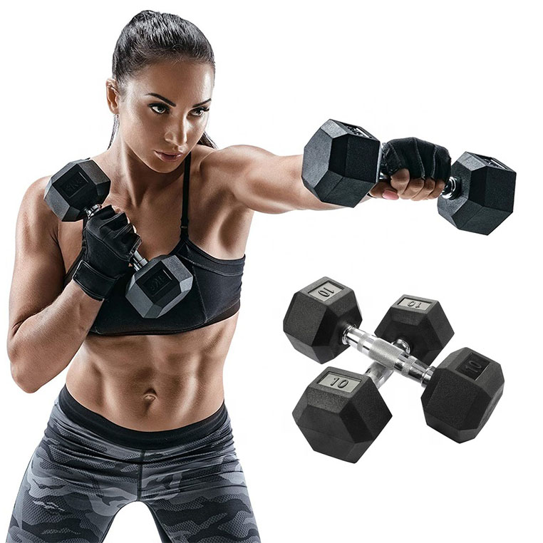 Conjunto de halteres hexagonais para academia, equipamento de fitness com 20kg para levantamento de peso, pesos de 10kg, hexagonal