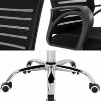 Chaise de bureau minimaliste en maille respirante, hauteur réglable, accoudoirs fixes, chaise de bureau pour le personnel