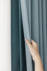 Grosir tirai kain Linen poliester mewah kain tirai gelap tinggi biru langit untuk kamar tidur ruang tamu Hotel jendela - Product Image 4