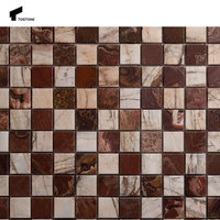 Carreau de mosaïque carré en marbre poli brun naturel populaire de Tostone pour la conception de plancher de mur de cuisine de salle de bains abordable de style rétro