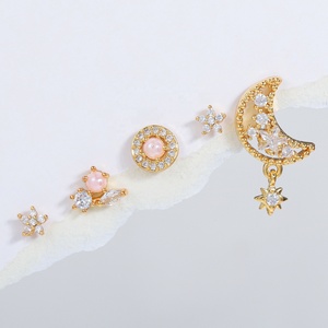 Ina holesale 5 Pieces et arring TUDS Old ROP arrings oon & Ars tars ASS Rass ininimalist Piercing tud ETS iift For om - Product Image 2