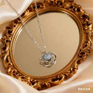 Collier en acier inoxydable plaqué or 18 carats avec pendentif fleur en zircon brillant, chaîne de clavicule inaltérable - Product Image 3