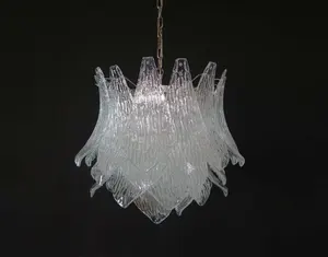 Contemporary Indoor Glass Crystal Flower Chandelier Pendant Light Hanging Lamp For Banquet Hotel Art Decorative