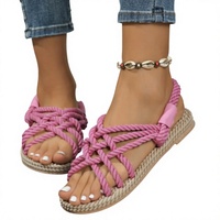 Sandales Romanesque en lin tissé polyvalentes style influenceur pour femme, collection automne 2026, nouvelle arrivée, qualité export, grandes tailles, décontractées