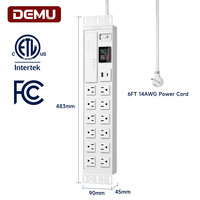 PDU rack 12 prises 15A US certifiée ETL avec protection contre les surtensions 3900J, interrupteur de surcharge, compteur LED, charge rapide 20W, 125V, 1 USB, 2 Type-C