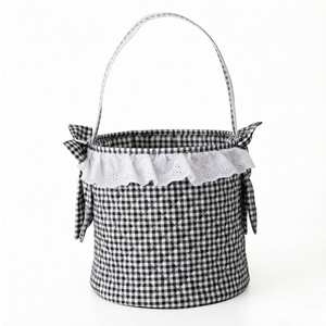 Cesta de Halloween <span class=keywords><strong>para</strong></span> Niños al por Mayor, con Diseño Acolchado de Gingham y Volantes, <span class=keywords><strong>para</strong></span> Dulces o Truco o Trato, con Asa - Product Image 6