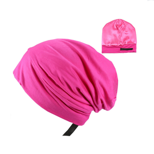 Satin Seide gefüttert Schlafmütze Frizzy Hair Beanie Verstellbare Motorhaube Slouchy Beanie Mit Stock Soft Touch Modal Stoff Schlaf hut - Product Image 3