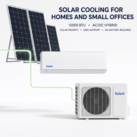 Climatiseur hybride mural à double alimentation solaire 12000 BTU, kit complet, refroidissement uniquement, prêt pour batterie 48V, usage domestique