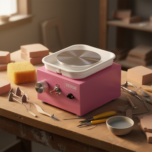 Mini torno eléctrico de cerámica Vevor de 0-320 rpm, color rosa, para cerámica y esmalte, para arte y artesanía coleccionable. - Product Image 2