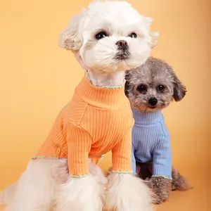Grosir kostum anjing untuk anjing-Candy Sweater Anjing Bulu Warna-warni, Kostum Sweater Anjing Navy untuk Sweater Anjing
