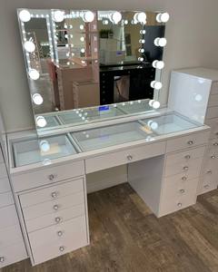 Toeletta da Trucco di Design Moderno con Cassetti per Camera da Letto Bianca, Grande Tavolo da Trucco Multifunzionale con Cassetti - Product Image 3