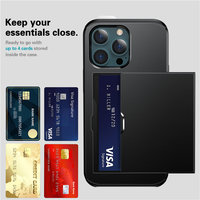 Offre Spéciale 2 en 1 TPU PC couvercle coulissant porte-carte antichoc coque de téléphone pour iphone 15 Pro Max 14 Pro 13 14 Plus 12 11 XS MAX