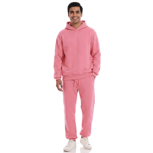 Ensemble survêtement unisexe en molleton uni respirant et ample avec un design tendance pour hommes, 100% coton - Product Image 1