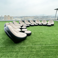 Fauteuil gonflable portable d'extérieur avec repose-pieds pour soirées cinéma, camping, patio et divertissements en plein air