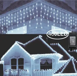 Noel saçağı ışıkları LED saçağı dize ışık 10m 400leds açık su geçirmez sıcak beyaz RGB yağmur damlası ışıklar