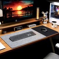 Alas Mouse Gaming Kulit Felt Multi Zona Partisi Anti Selip Alas Meja Berkualitas Tinggi untuk Gaming