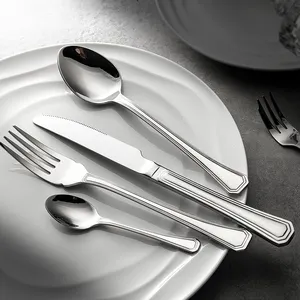经典酒店定制盒不锈钢餐具餐厅镜子波兰餐具钢勺和叉子套装餐具套装