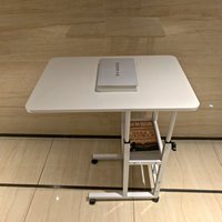 Mesa Auxiliar Ajustable en Altura para Cama, de Melamina y MDF, con Ruedas, para Estudiar o Usar el Portátil, Ideal para Dormitorios Estudiantiles