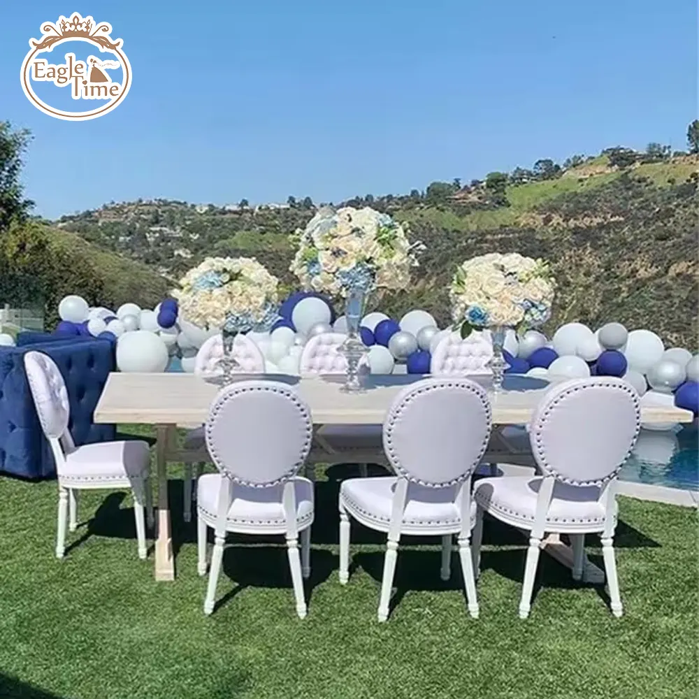 Vendita calda banchetto per eventi mobili rotondo retro bianco Louis sedia da pranzo per matrimonio