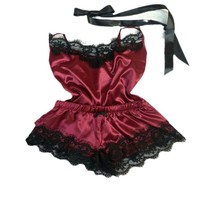 Set Piyama Tanpa Lengan Ketat Bahan Sutra Es Cherry Temptation untuk Wanita, Musim Panas, Seksi, Berenda, Dua Potong dengan Kemben dan Celana Pendek