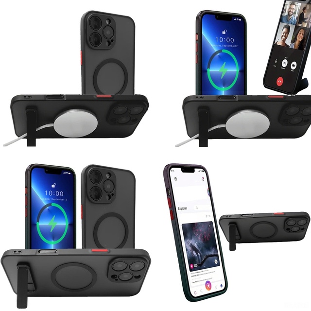 High Quality Phone Accessories Wholesale Matte Magnetic Case for iphones 15 Pro Max 16 17 Air 14 13 12 11 Cover with Kickstand
