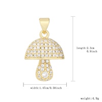 Pendentif Champignon Plaqué Or 14K en Laiton avec Zircon Cubique, Bijou Tendance pour Femme et Fille, Idéal comme Cadeau