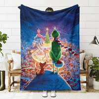 Frohe Weihnachten Grinch Flanell Decke Weihnachten Throw Blanket Geschenke Lustige Urlaub Holly Jolly Hohoho Soft Blanket für Bettwäsche Sofa