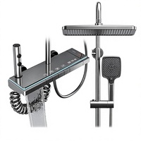 Ensemble de douche thermostatique mural gris bronze avec affichage numérique, kit complet multifonctionnel et pulvérisation résistante à l'usure