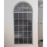 Ventanas Modernas Comerciales para Casa, de Aluminio Negro, Resistentes a Huracanes, con Marco Arqueado y Apertura Abatible