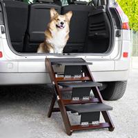 Rampe pour chien Escalier en bois antidérapant pour animaux de compagnie Marches pliables pour animaux de compagnie Rampe pour chien légère grise pour les petites races pour accéder au lit de voiture de canapé