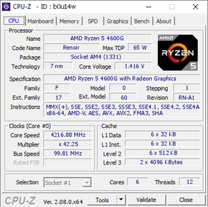 Procesador AMD <span class=keywords><strong>Ryzen</strong></span> 5 4600G Usado, Ranura AM4, <span class=keywords><strong>3200</strong></span> MHz, 6 Núcleos, Gráficos Radeon Vega, Compatible con Placa Base AM4 - Product Image 4
