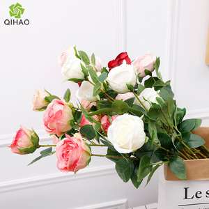 QIHAO Bouquet de roses artificielles en soie rose, haute simulation, décoration de mariage, décoration intérieure - Product Image 5